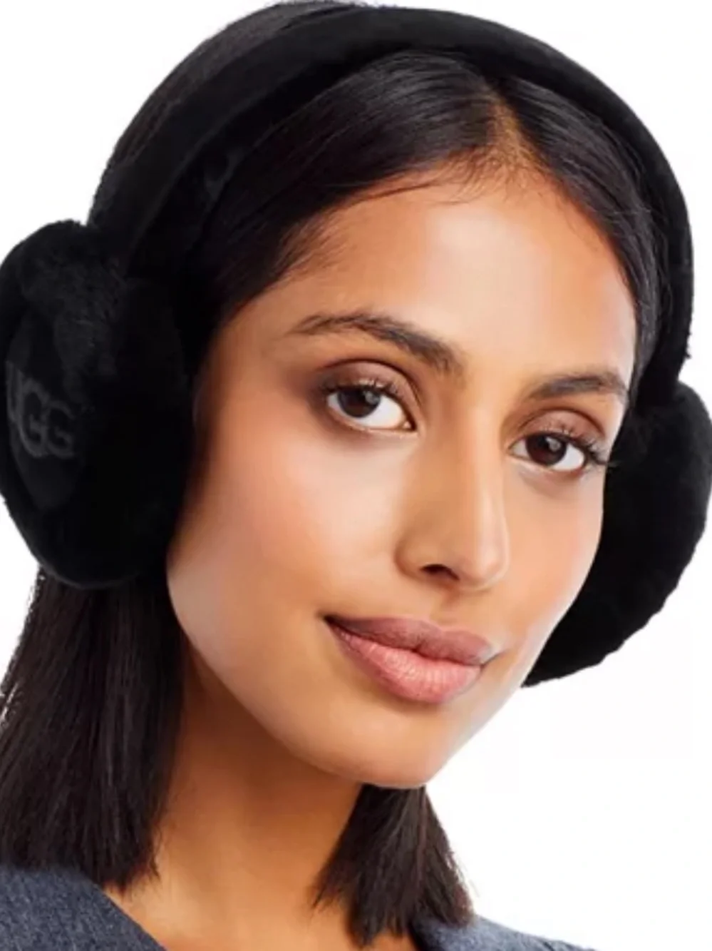 UGG Black Shearling Embroidered Logo Earmuffs